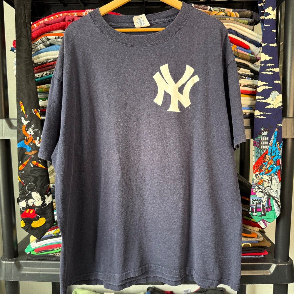 Y2K Navy Blue Majestic New York Yankees Mariano Rivera 42 Graphic Tee XL